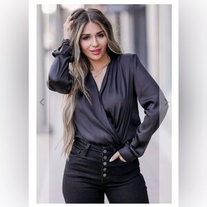 NWT Cbrand Always Classic Shoulder Pad Bodysuit Dark Grey Size Large